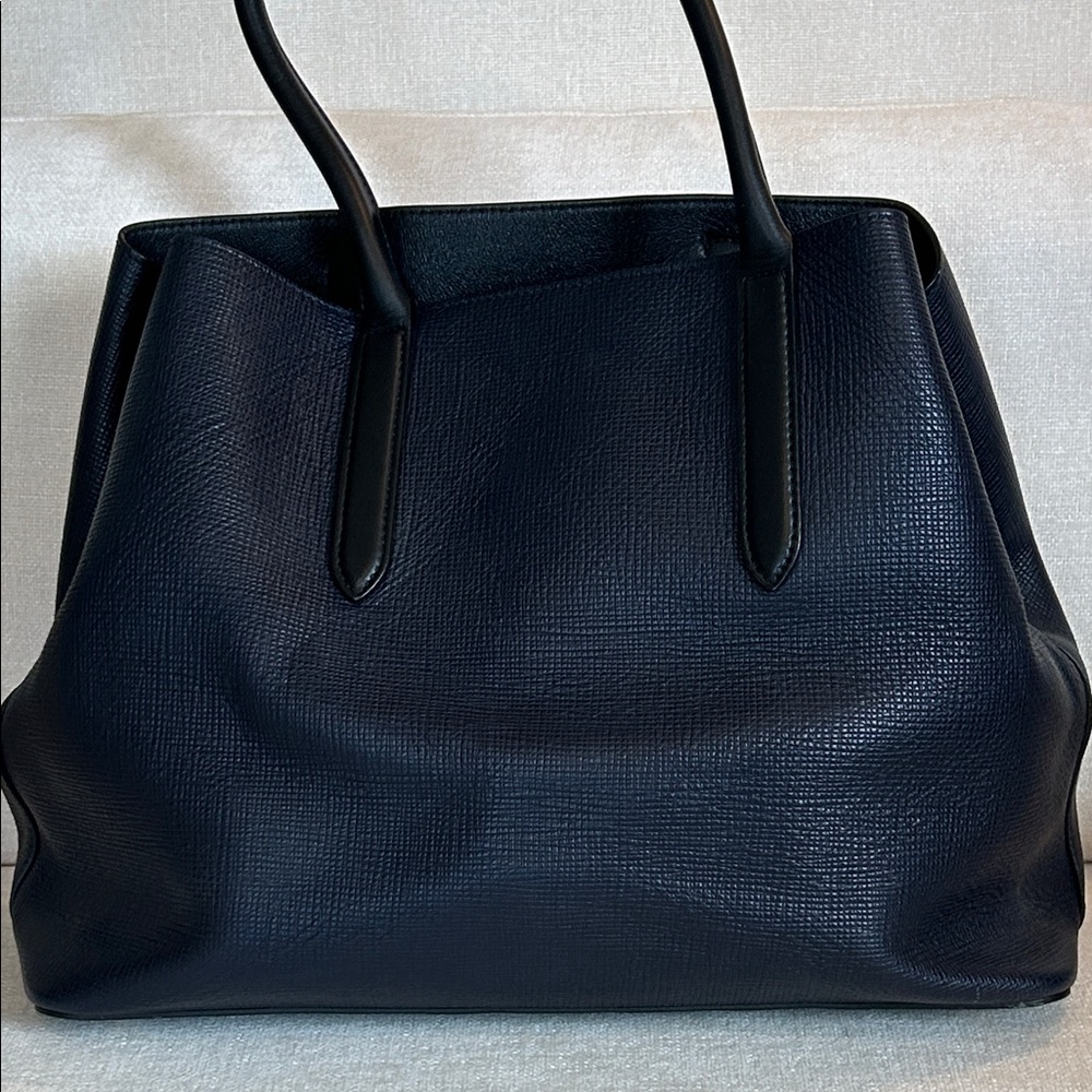 🔥 Smythson Panama cross-grain leather business shoulder bag - navy - Picture 10 of 12